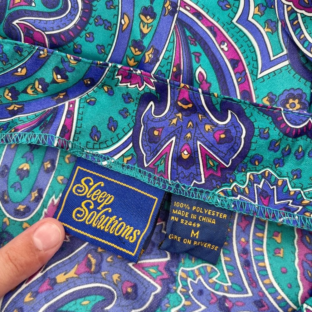80s Paisley Green & Purple Bow Accent Tank Top Sleep Solutions Medium View 6